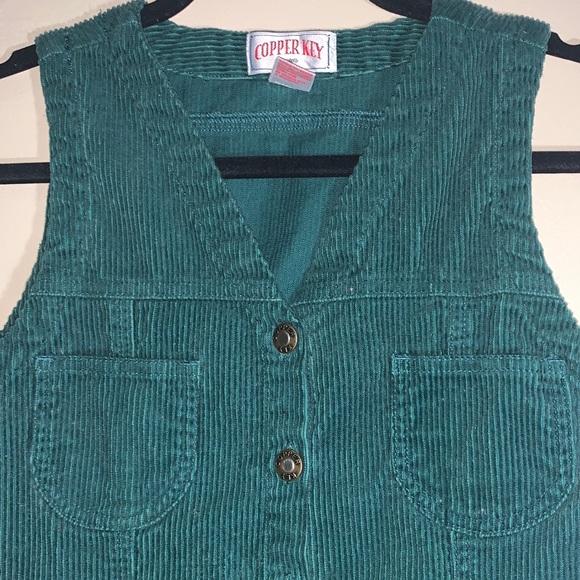 Corduroy Green Button Up Dress - Picture 3 of 5
